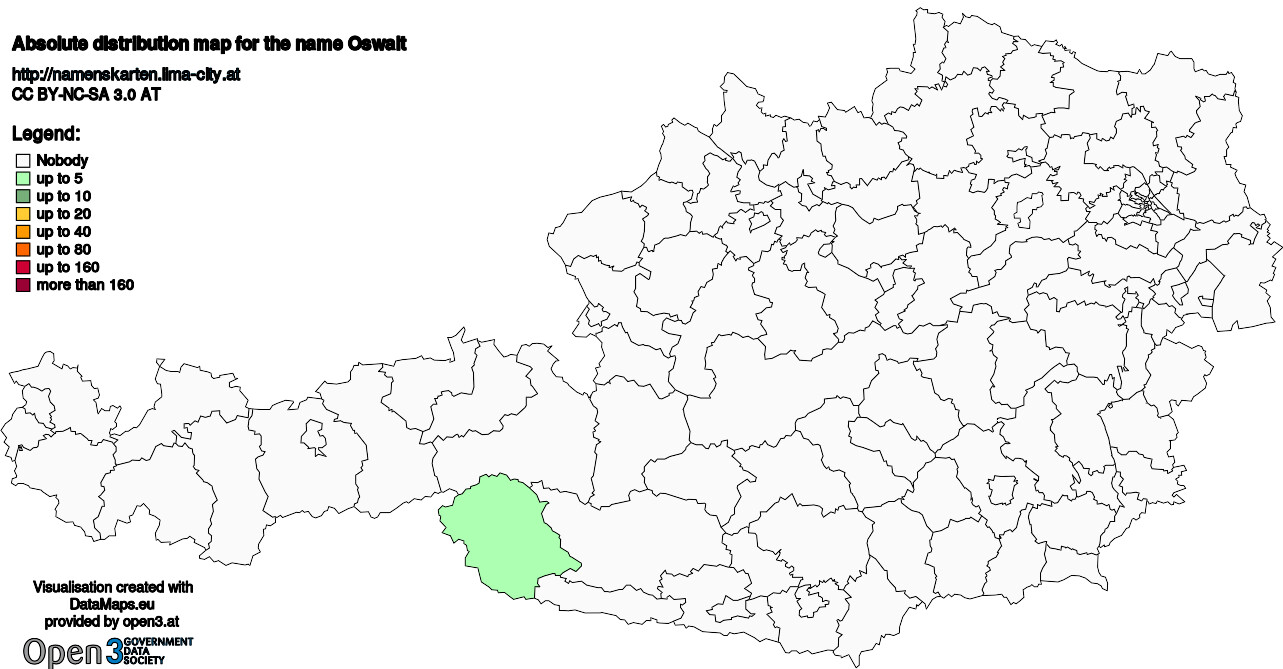 Absolute Distribution maps for surname Oswalt