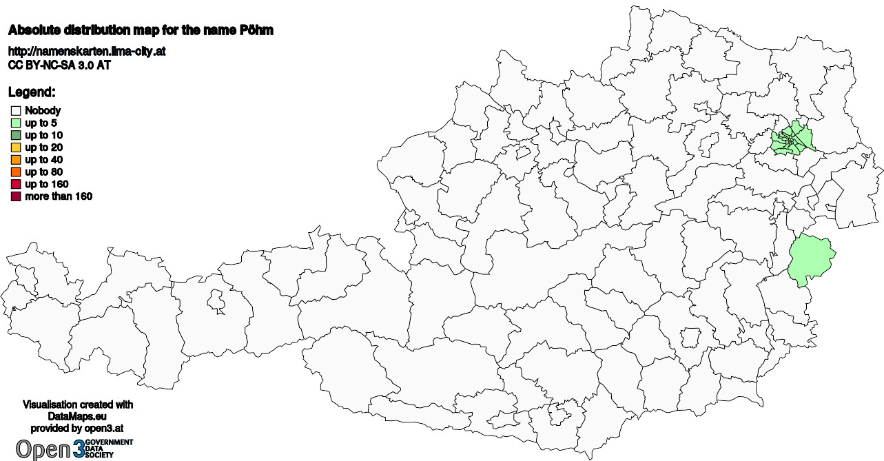 Absolute Distribution maps for surname Pöhm