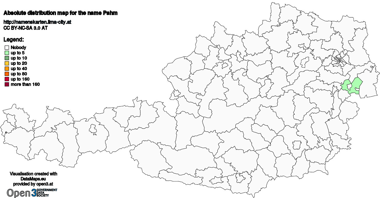Absolute Distribution maps for surname Pahm
