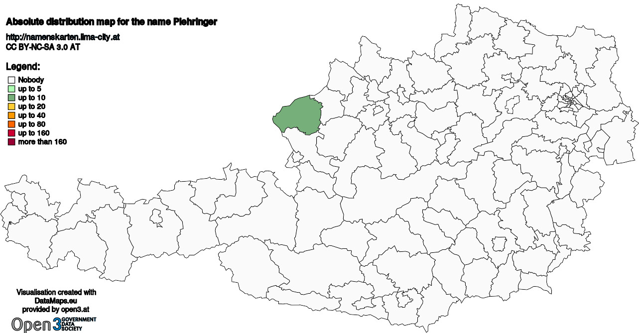 Absolute Distribution maps for surname Piehringer