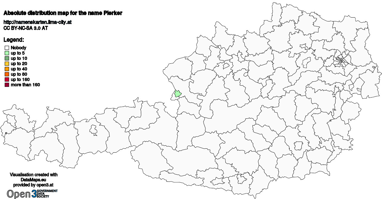 Absolute Distribution maps for surname Pierker