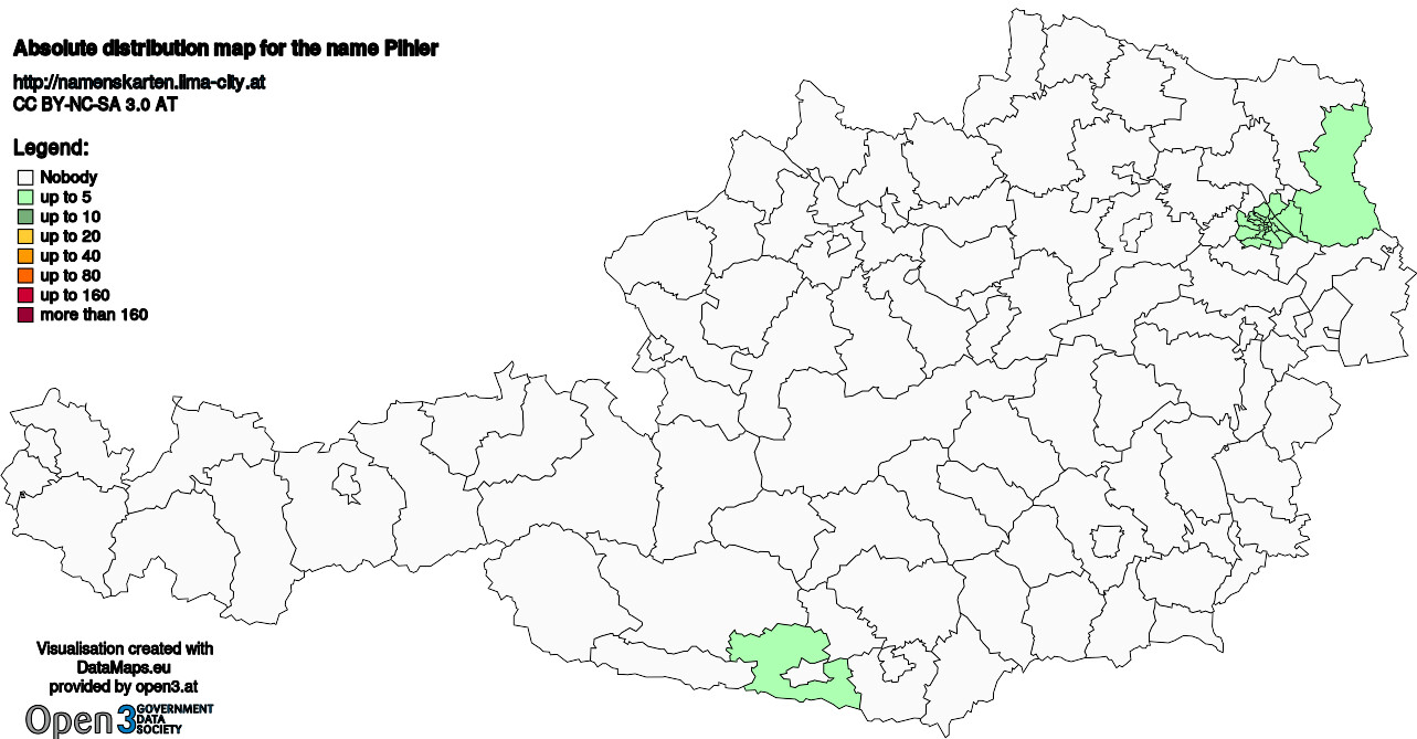 Absolute Distribution maps for surname Pihler