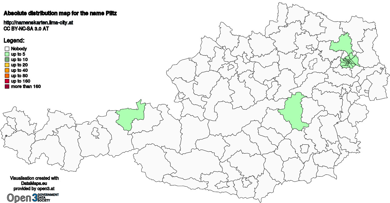 Absolute Distribution maps for surname Piltz