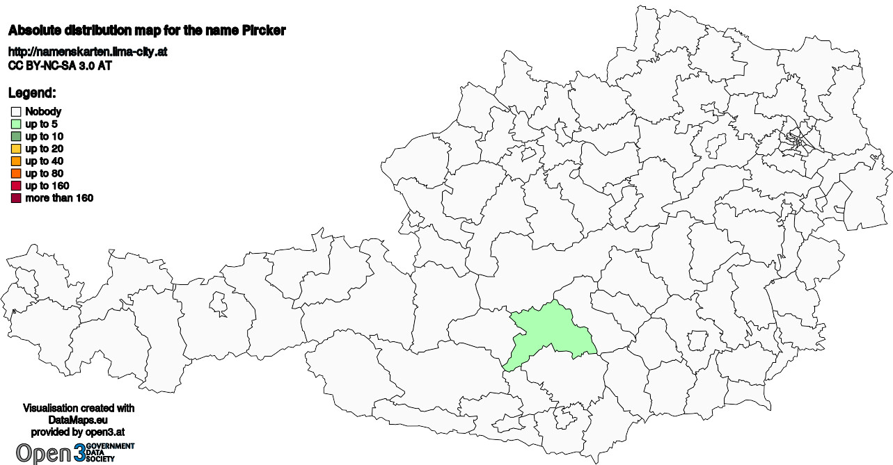 Absolute Distribution maps for surname Pircker