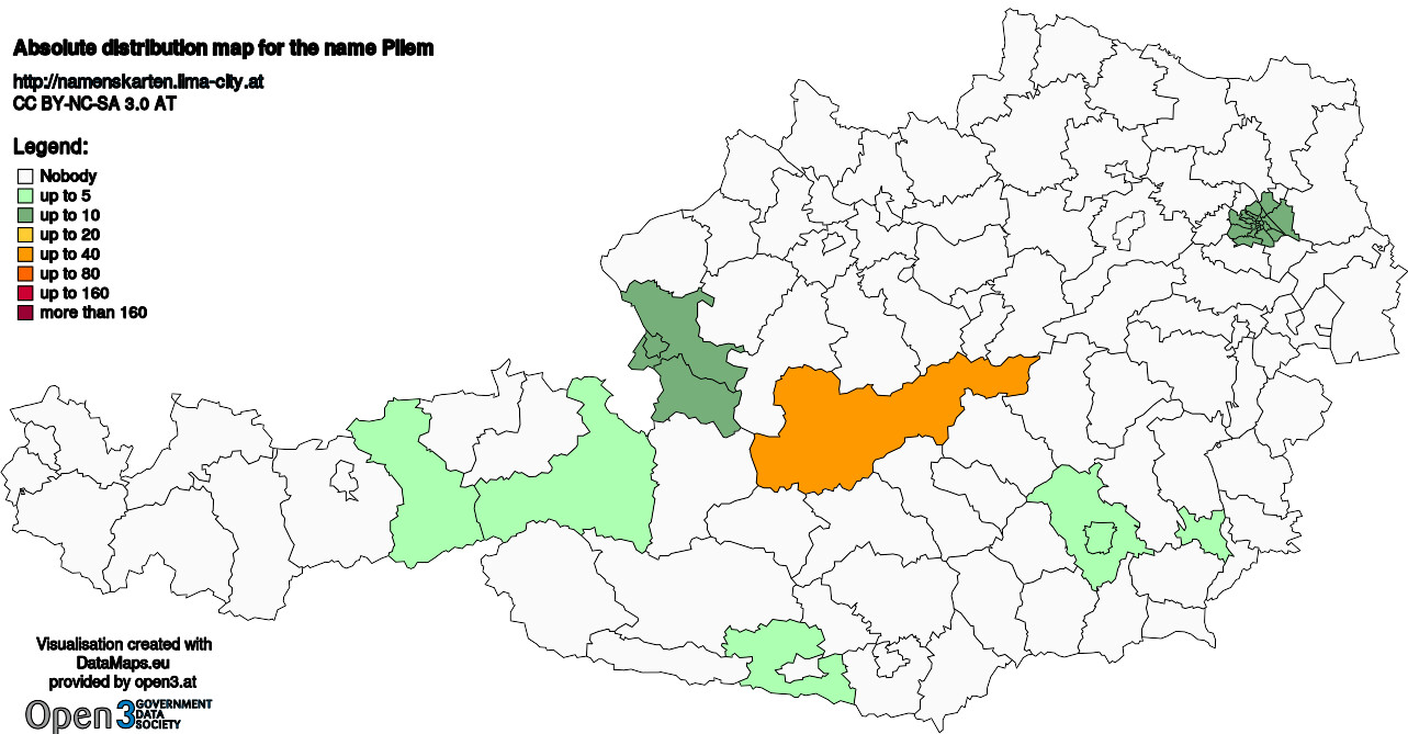 Absolute Distribution maps for surname Pliem