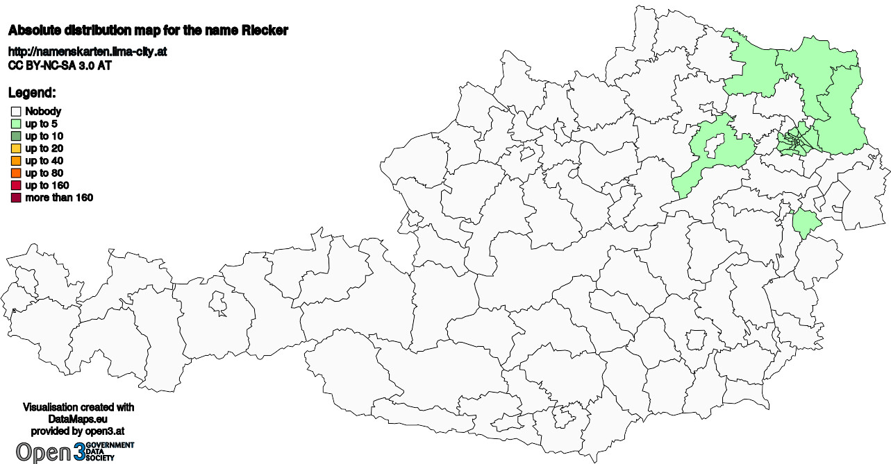 Absolute Distribution maps for surname Riecker