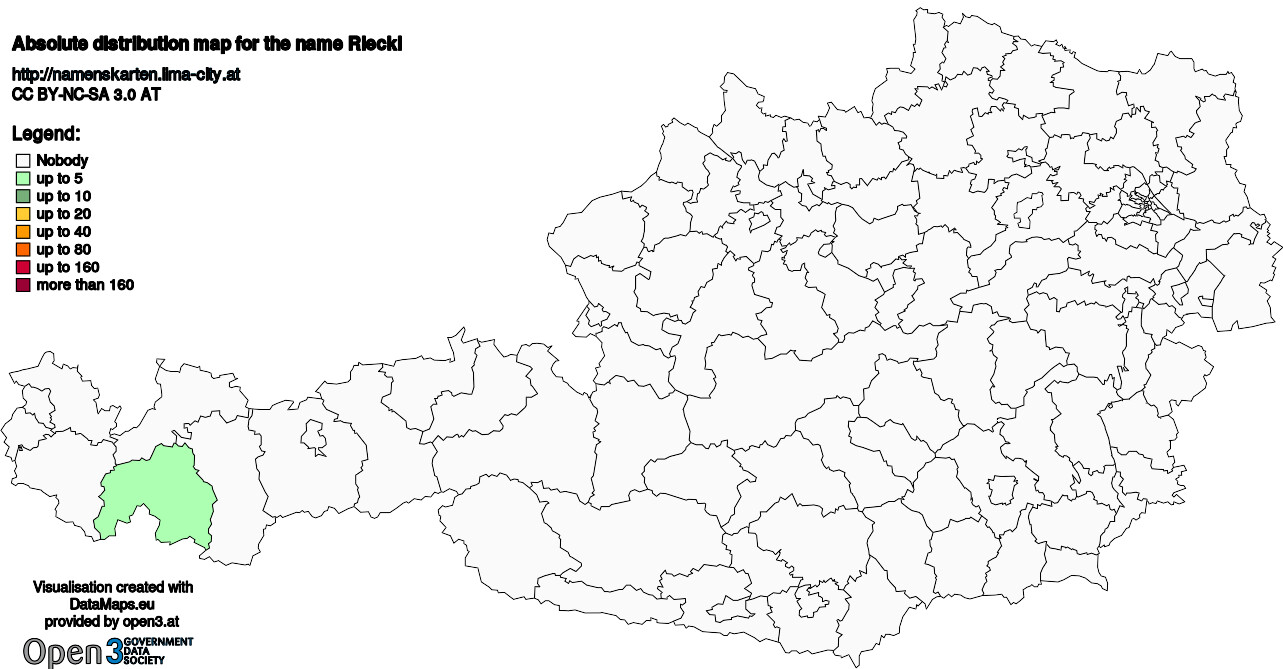 Absolute Distribution maps for surname Rieckl