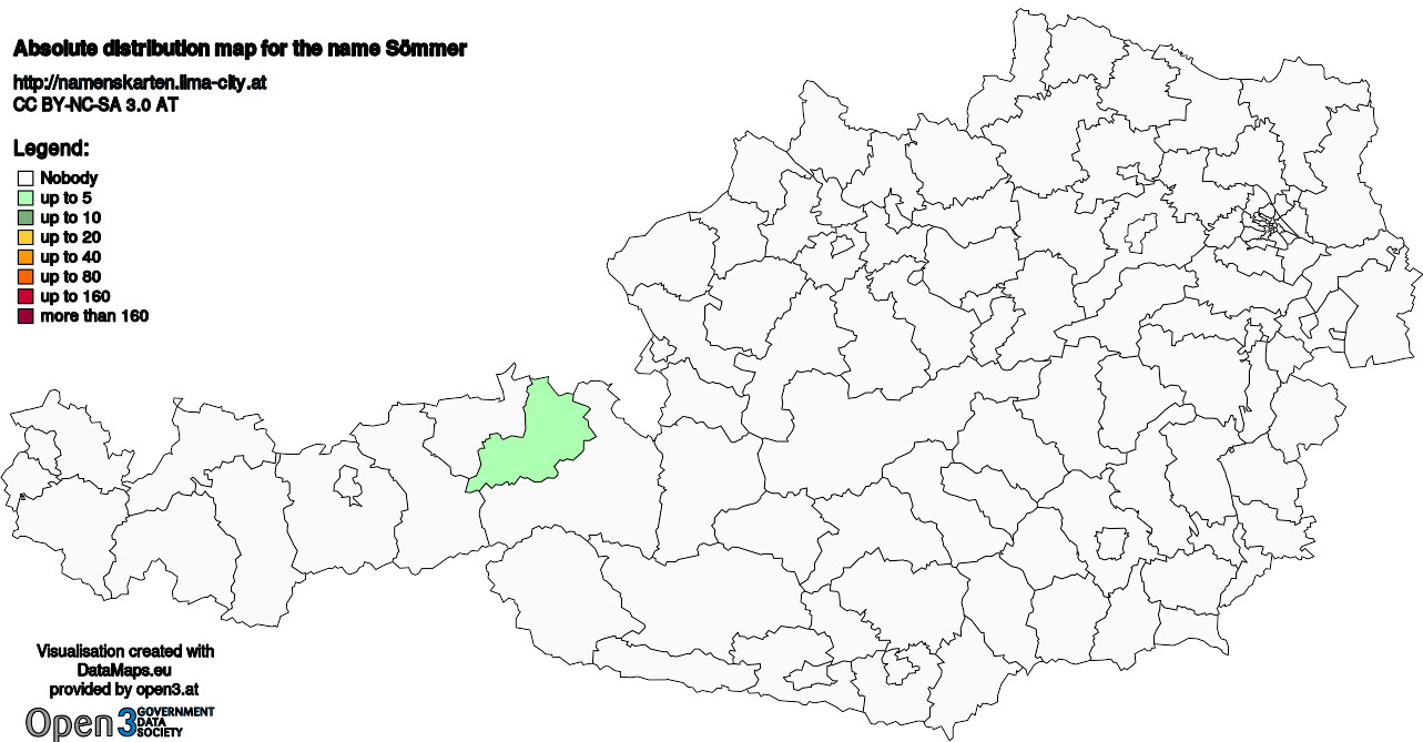 Absolute Distribution maps for surname Sömmer
