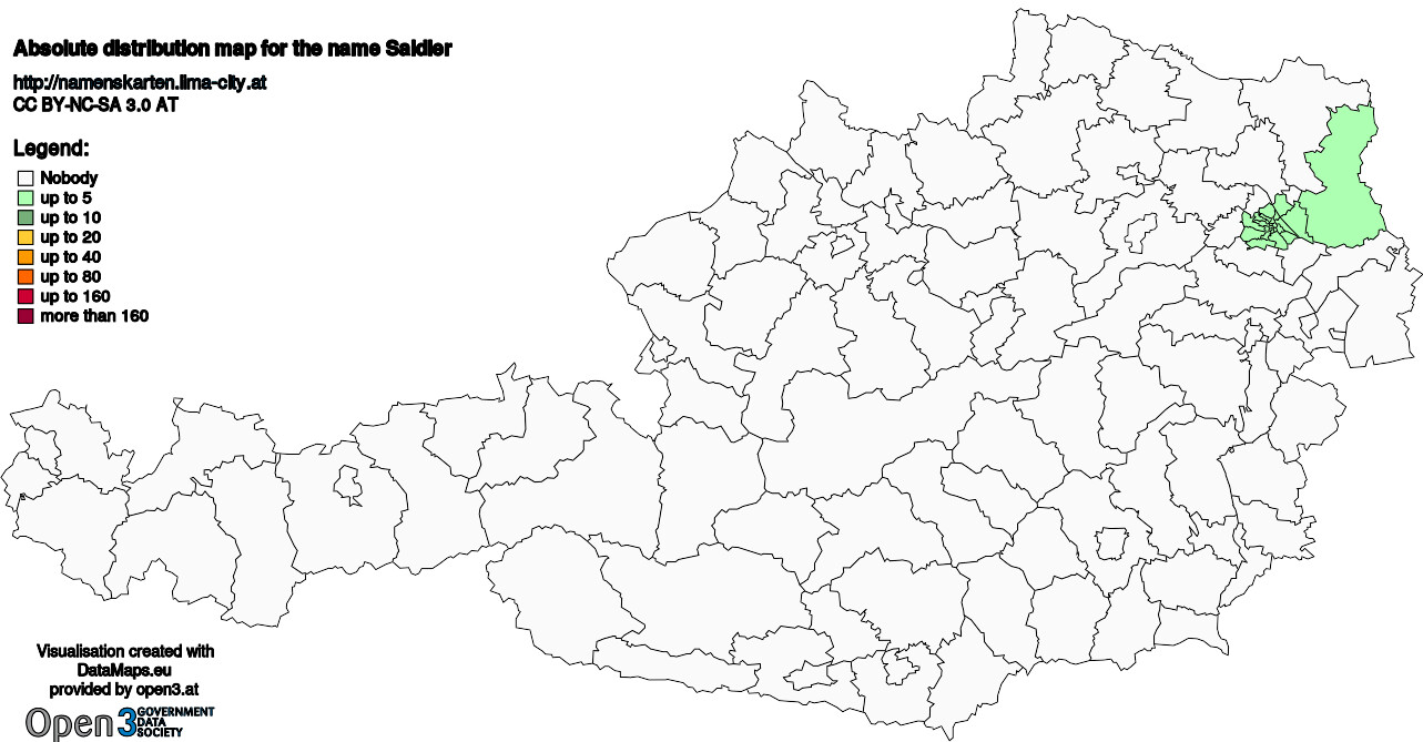 Absolute Distribution maps for surname Saidler