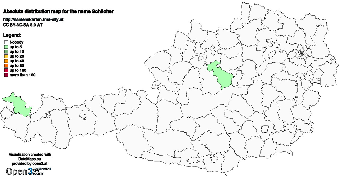 Absolute Distribution maps for surname Schächer
