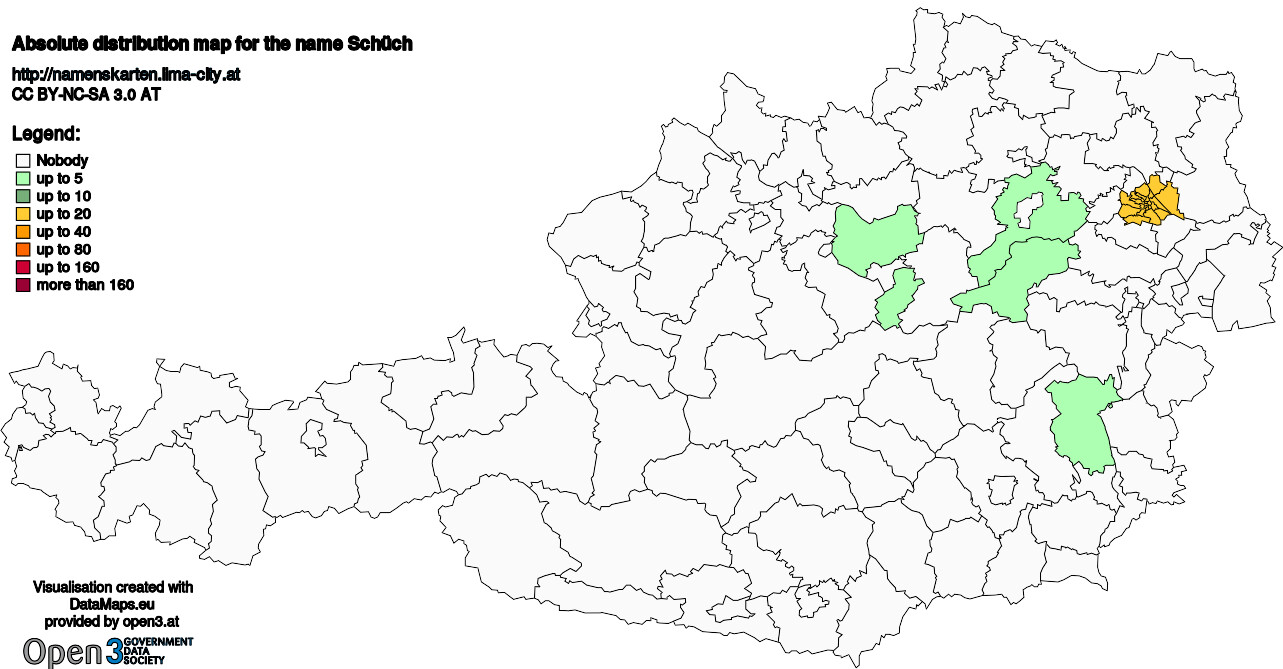 Absolute Distribution maps for surname Schüch
