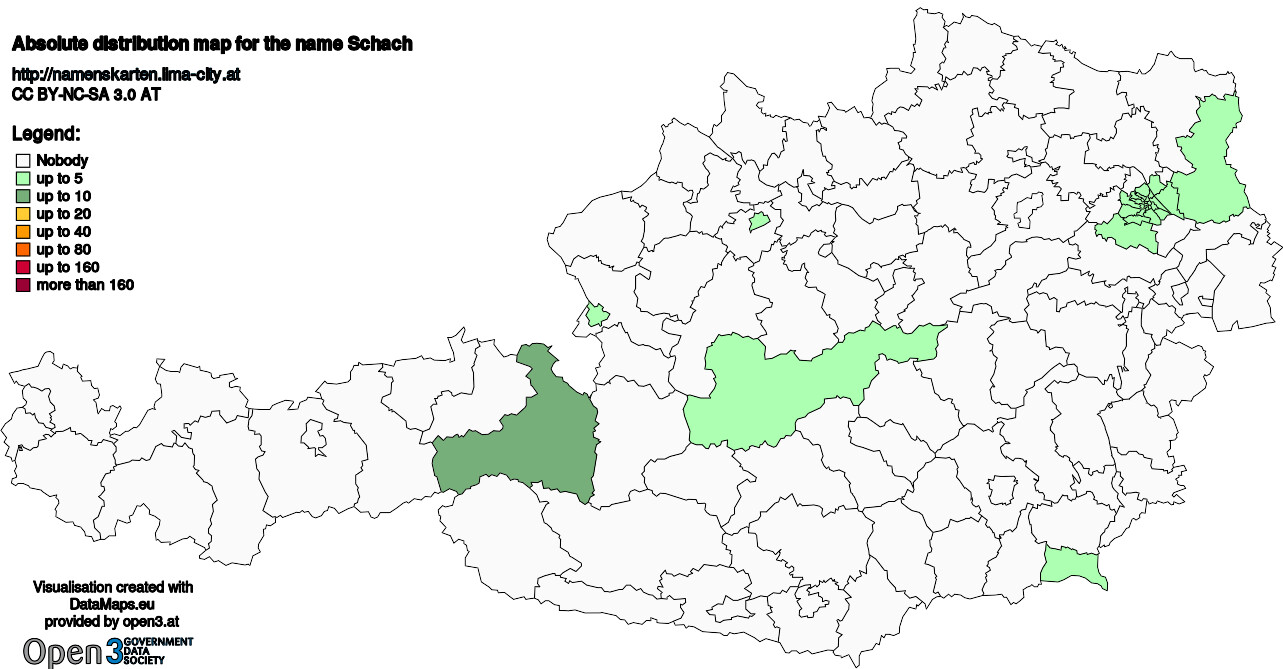 Absolute Distribution maps for surname Schach