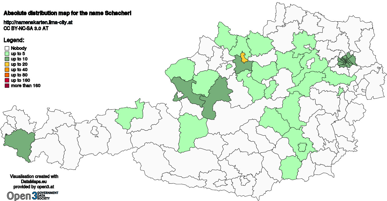 Absolute Distribution maps for surname Schacherl