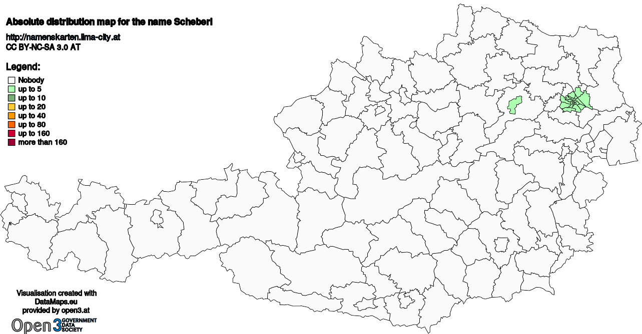 Absolute Distribution maps for surname Scheberl