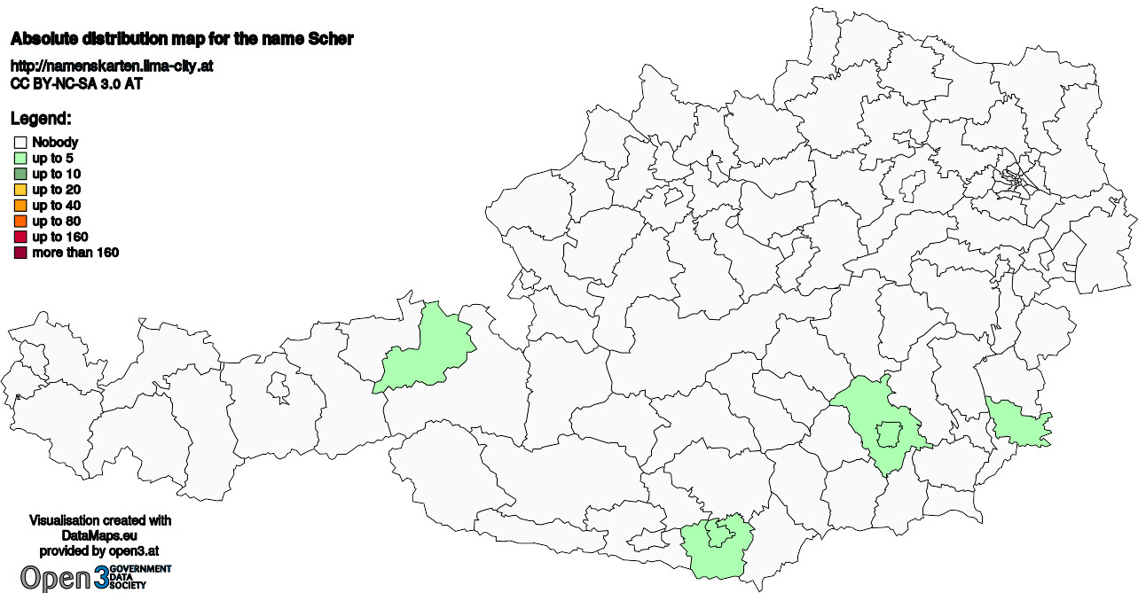 Absolute Distribution maps for surname Scher