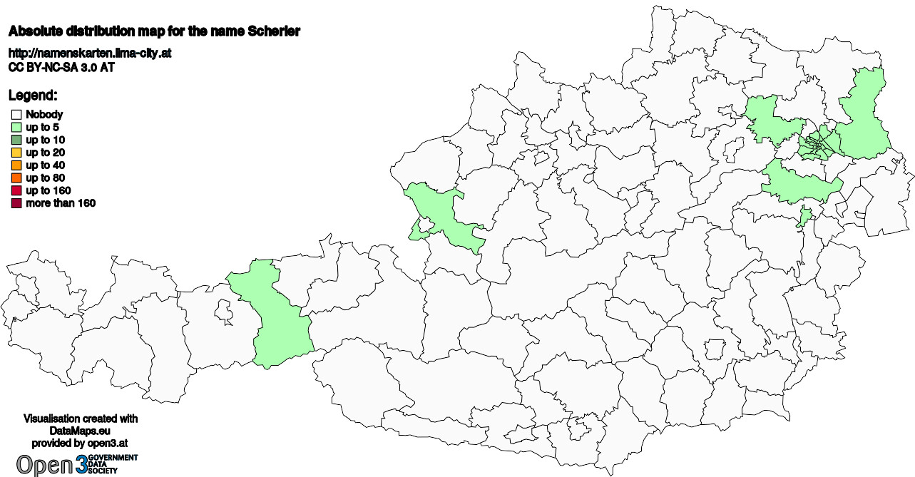 Absolute Distribution maps for surname Scherler