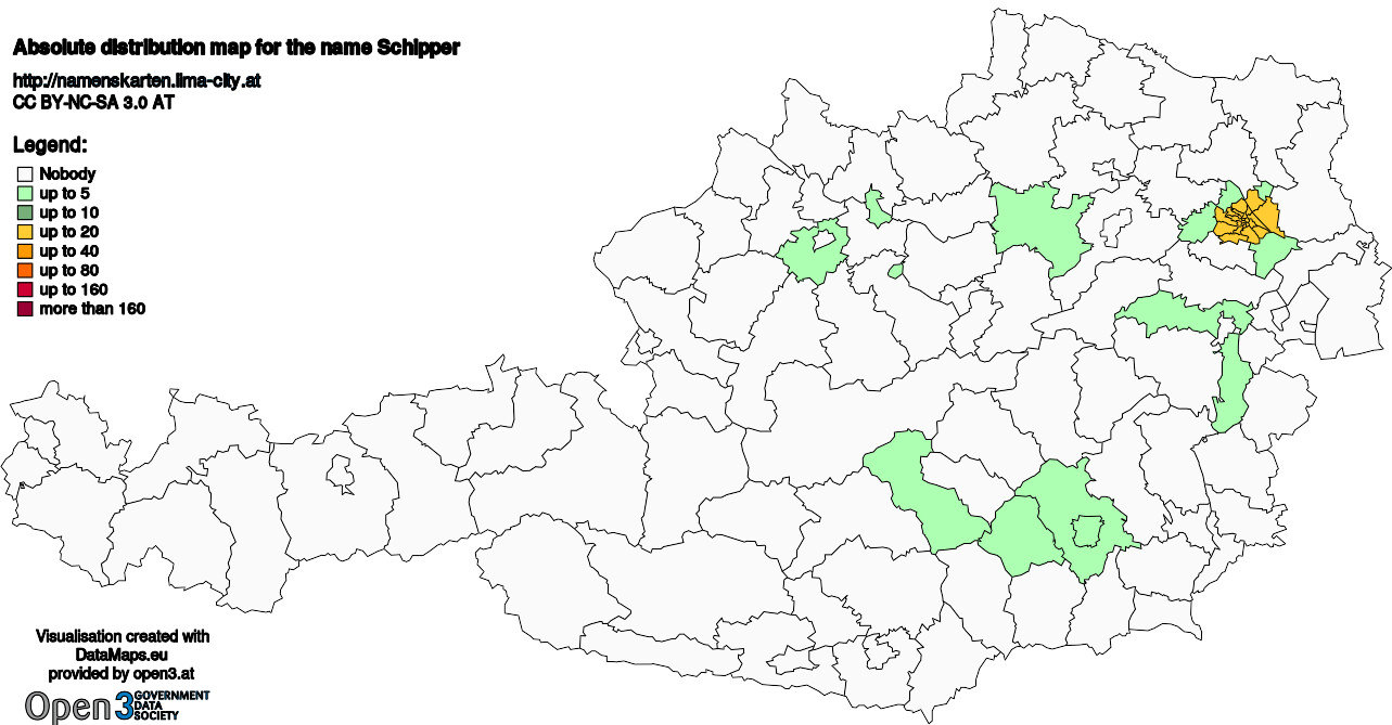Absolute Distribution maps for surname Schipper
