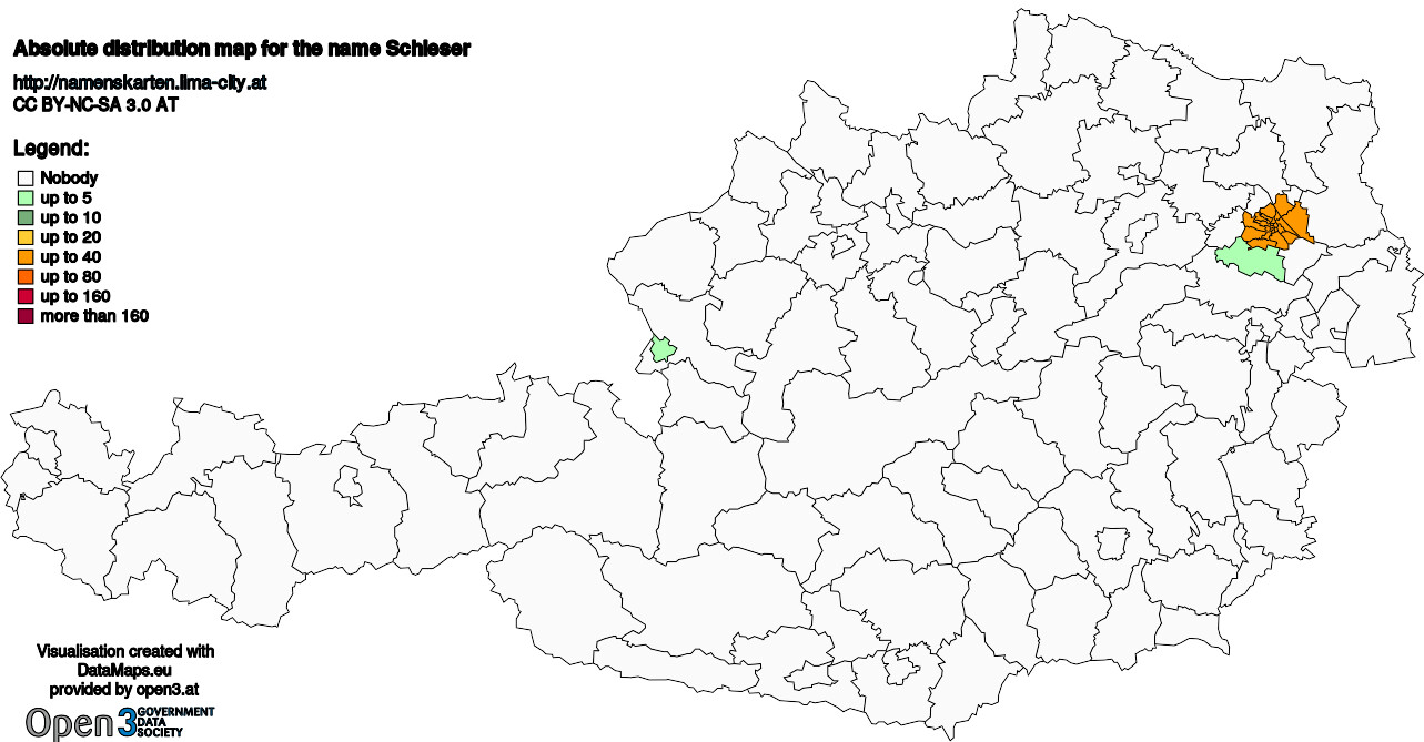 Absolute Distribution maps for surname Schleser