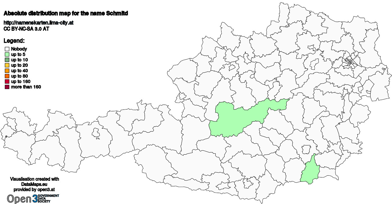 Absolute Distribution maps for surname Schmitd