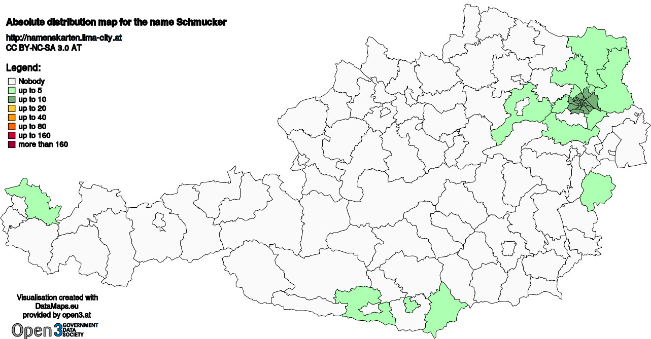 Absolute Distribution maps for surname Schmucker