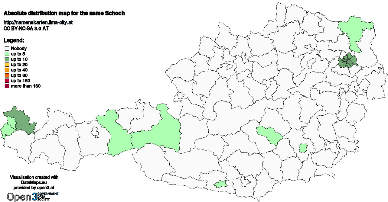 Absolute Distribution maps for surname Schoch