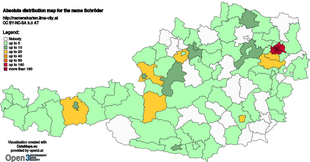 Absolute Distribution maps for surname Schröder