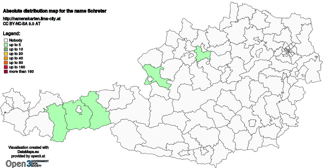 Absolute Distribution maps for surname Schreter