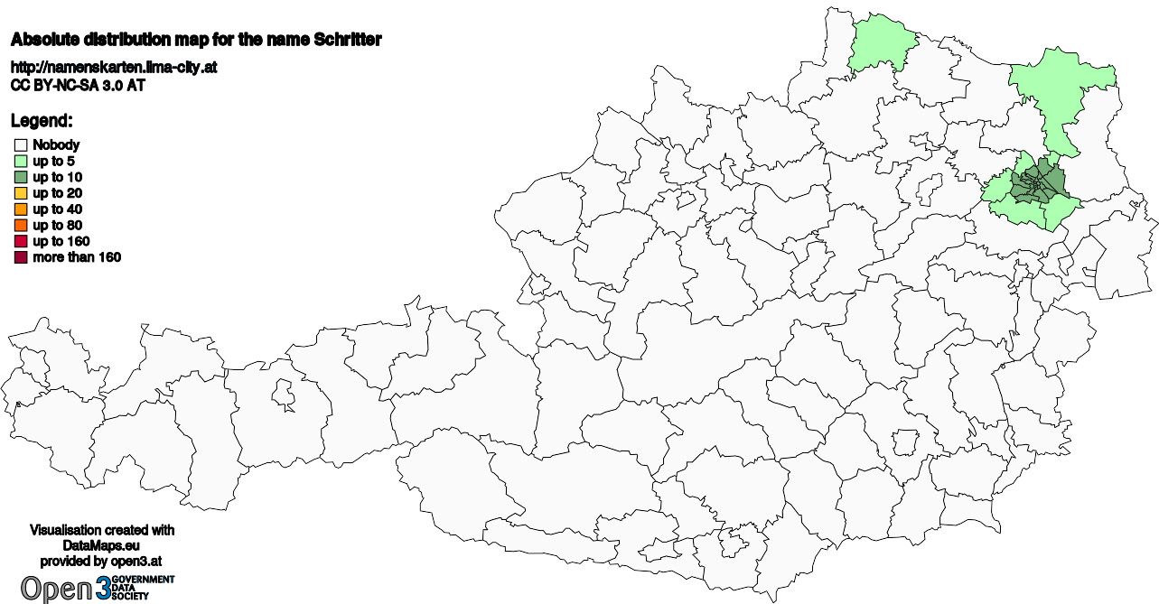 Absolute Distribution maps for surname Schritter