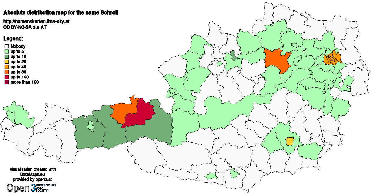 Absolute Distribution maps for surname Schroll