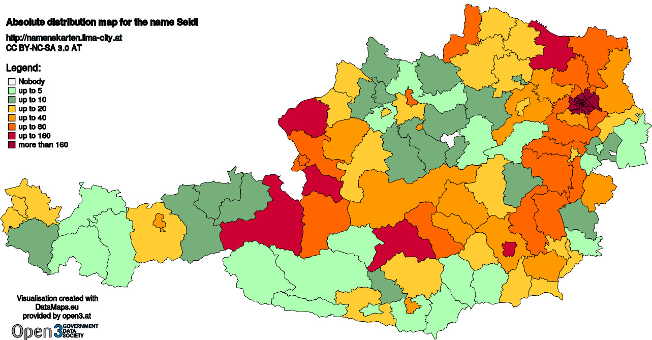 Absolute Distribution maps for surname Seidl
