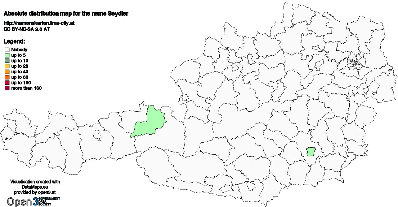 Absolute Distribution maps for surname Seydler