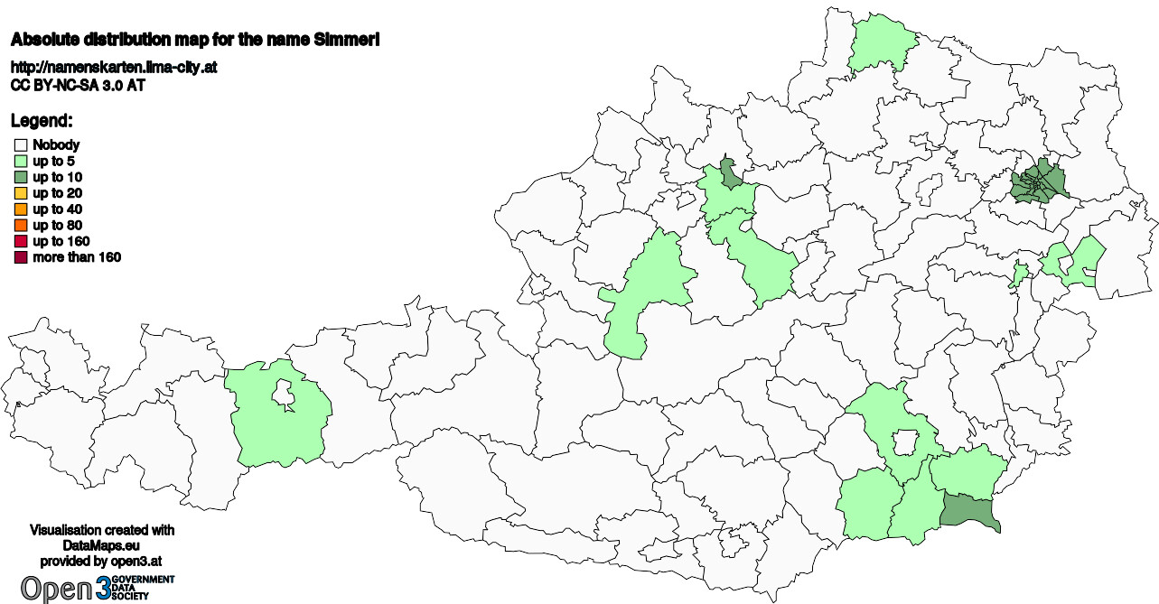 Absolute Distribution maps for surname Simmerl