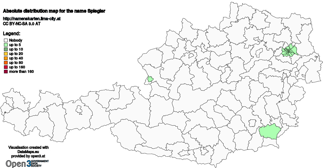 Absolute Distribution maps for surname Spiegler