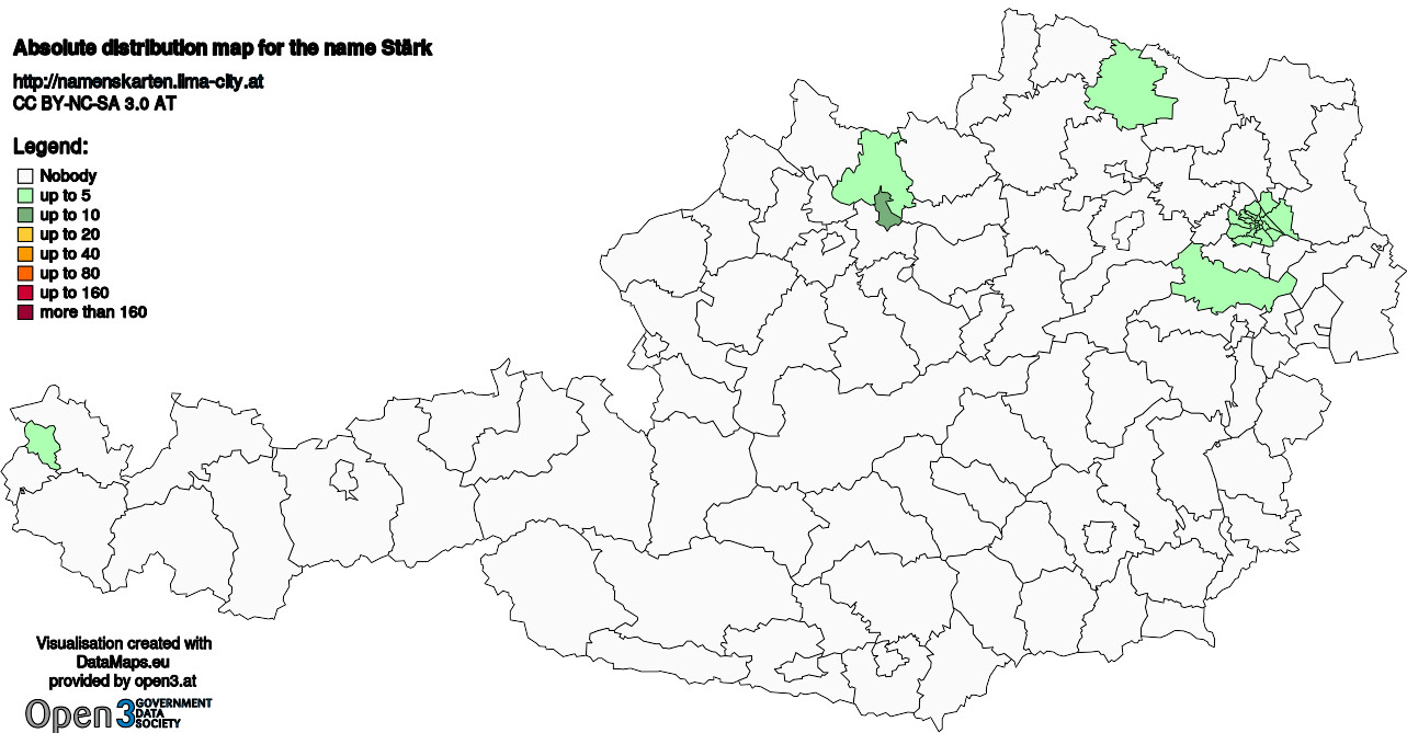Absolute Distribution maps for surname Stärk