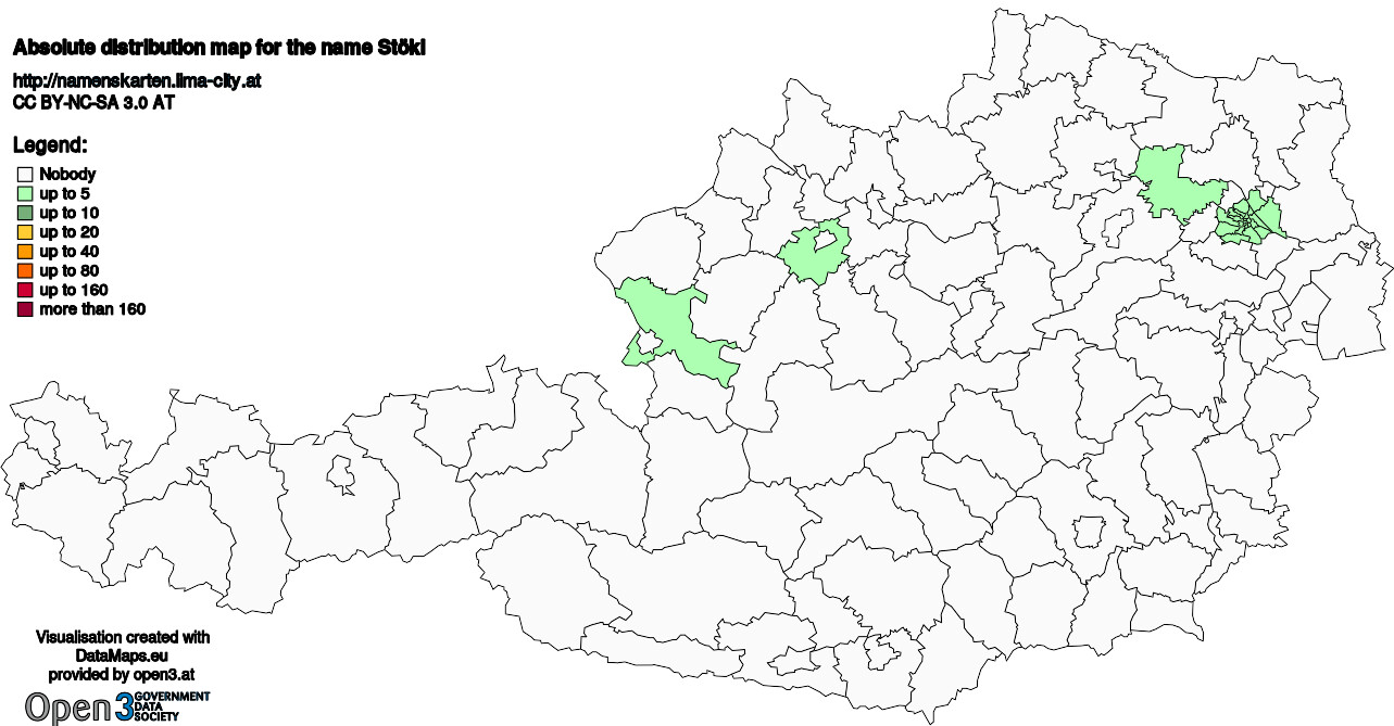 Absolute Distribution maps for surname Stökl