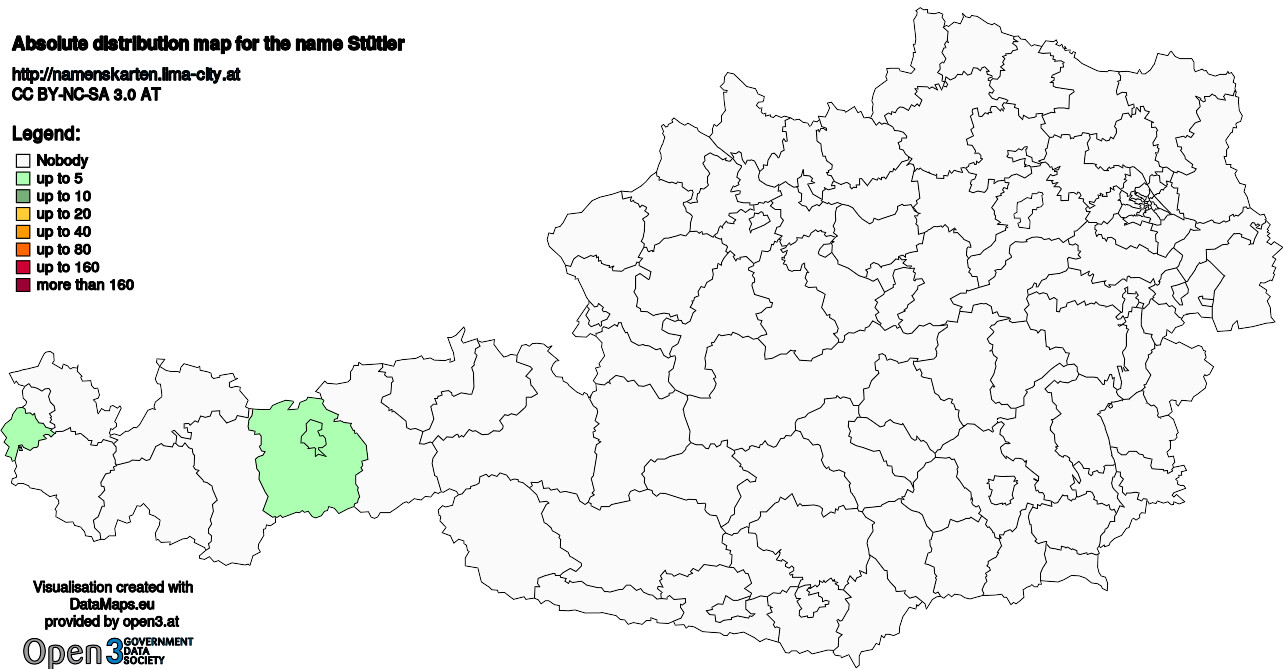 Absolute Distribution maps for surname Stütler