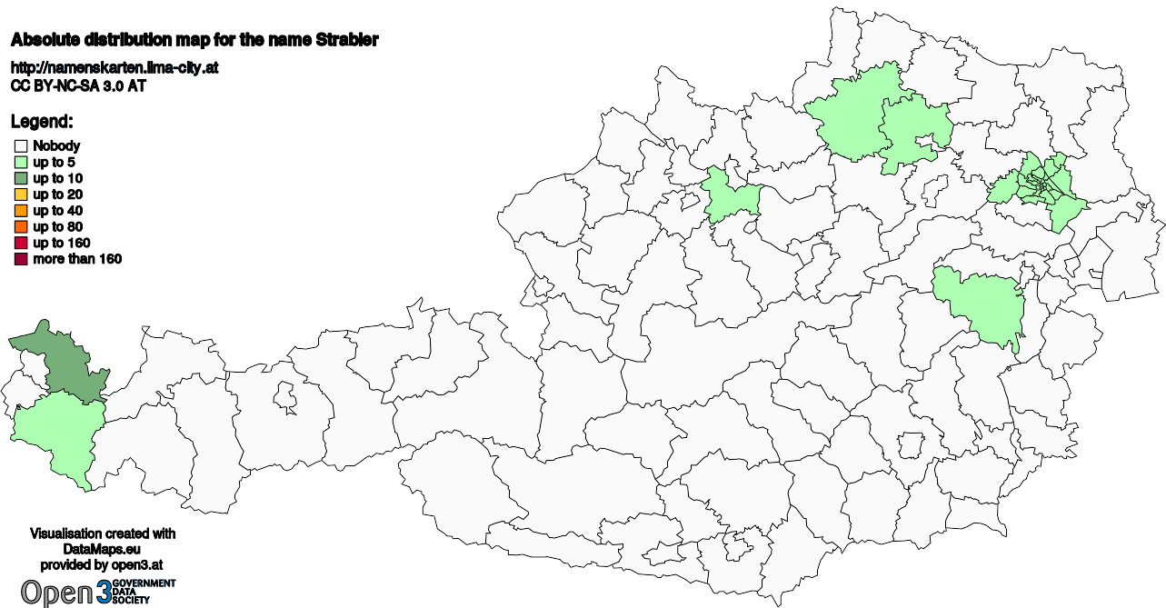 Absolute Distribution maps for surname Strabler