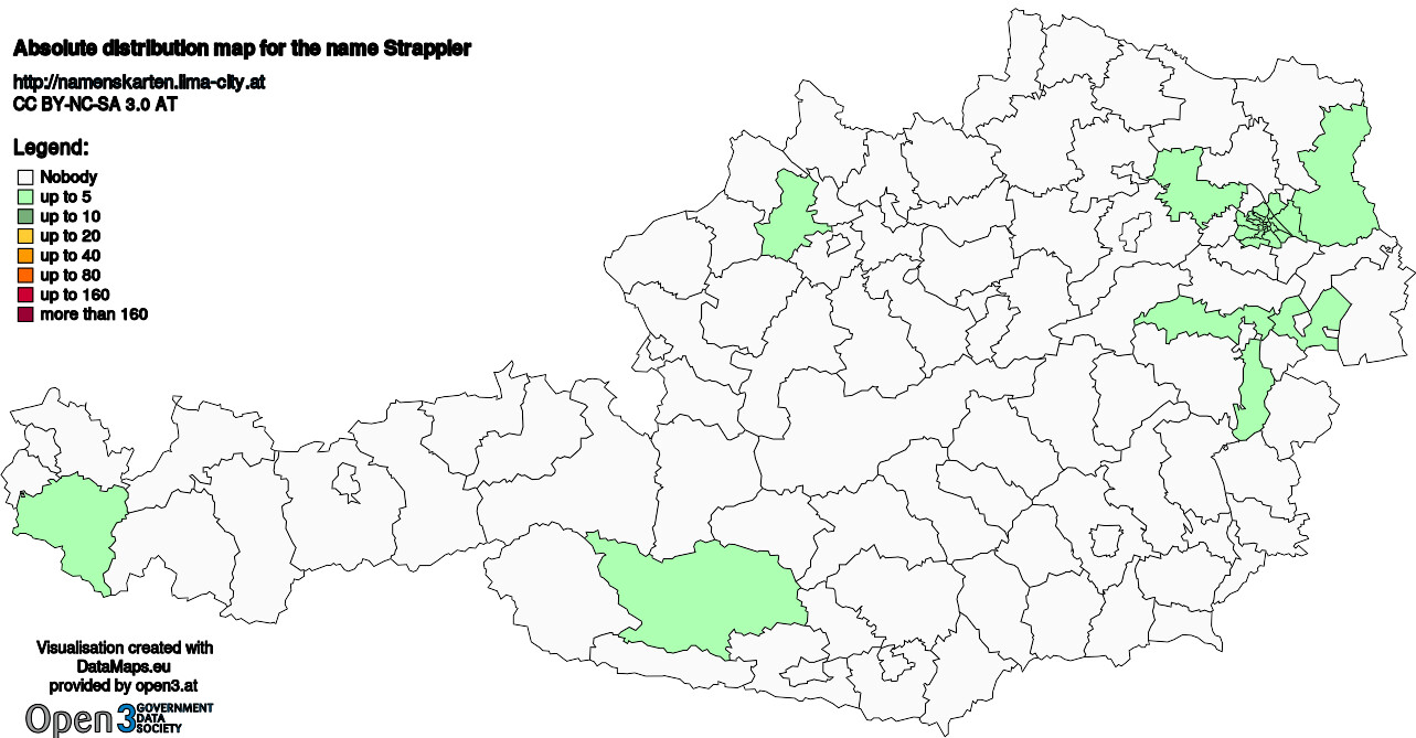 Absolute Distribution maps for surname Strappler