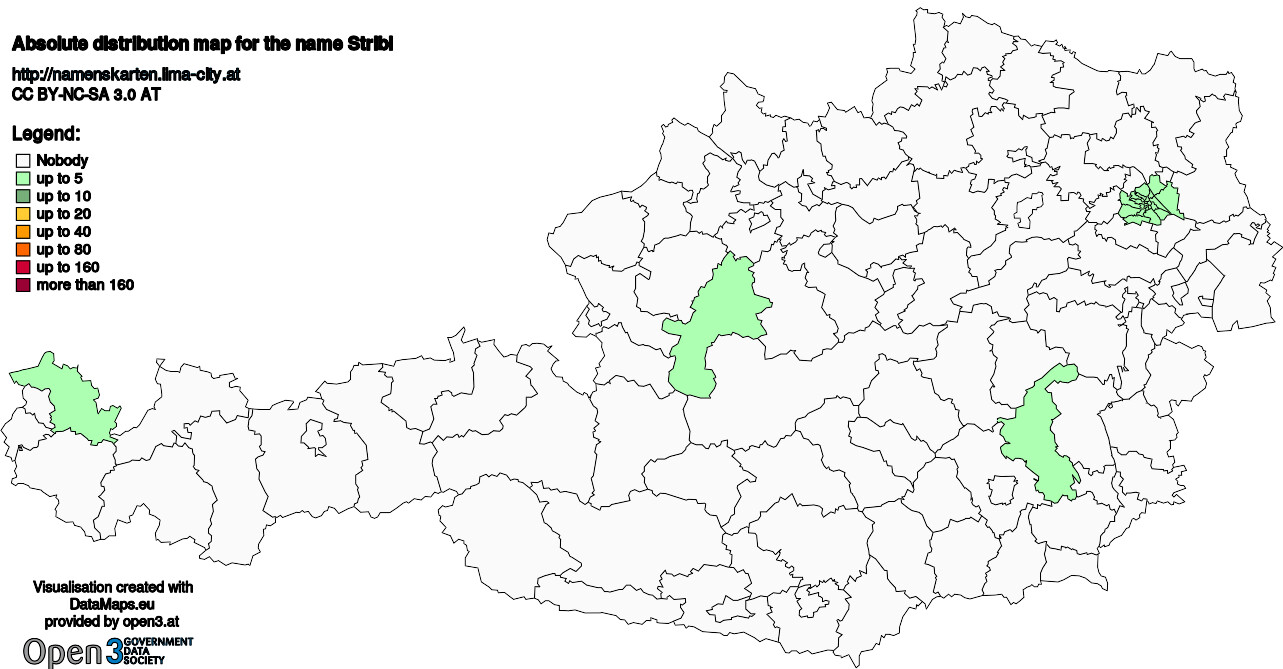 Absolute Distribution maps for surname Stribl