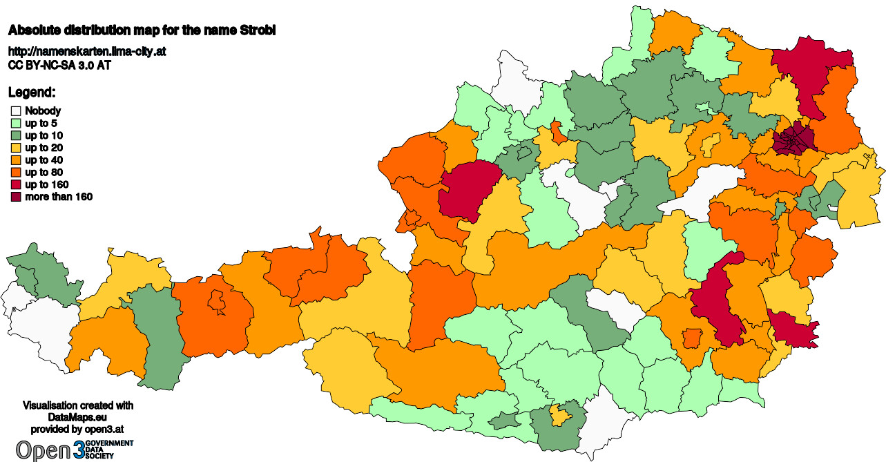 Absolute Distribution maps for surname Strobl