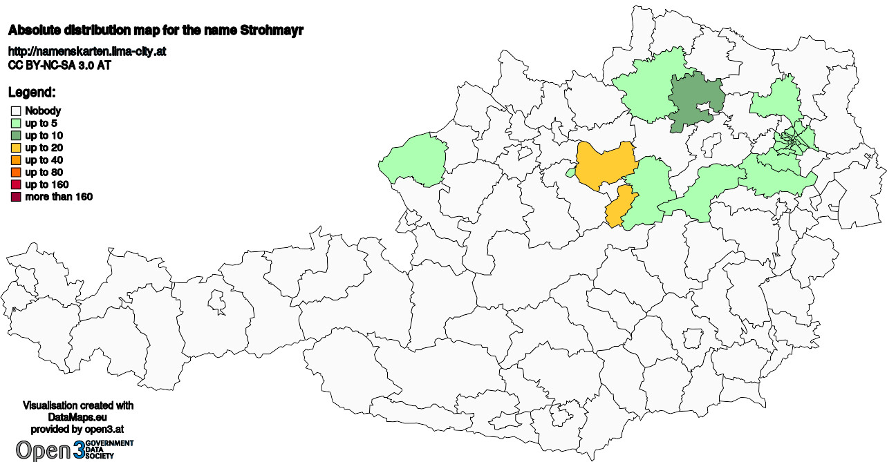 Absolute Distribution maps for surname Strohmayr