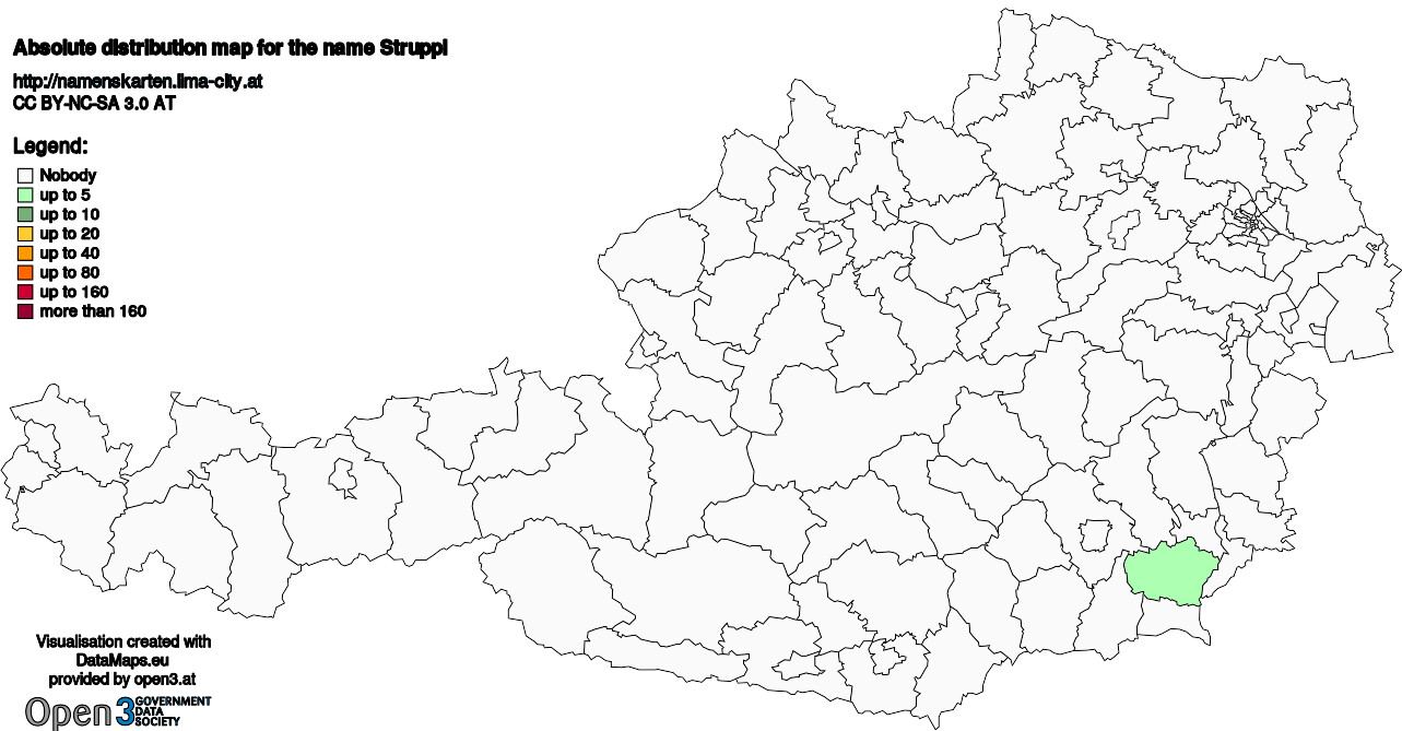 Absolute Distribution maps for surname Struppl