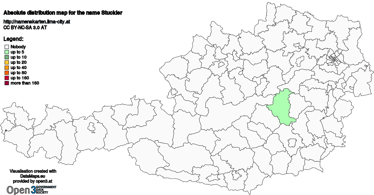 Absolute Distribution maps for surname Stuckler