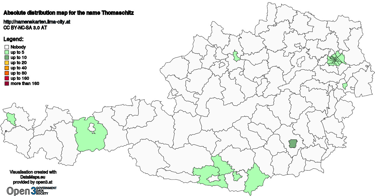 Absolute Distribution maps for surname Thomaschitz