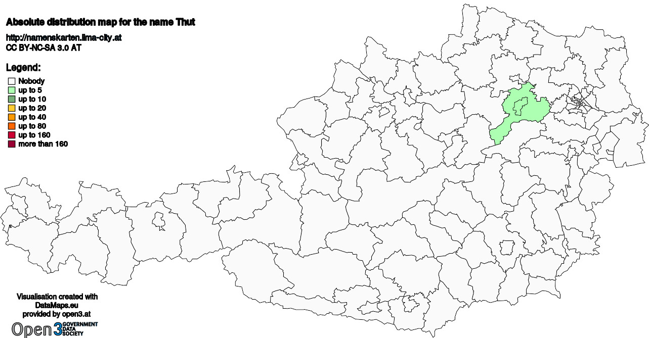 Absolute Distribution maps for surname Thut