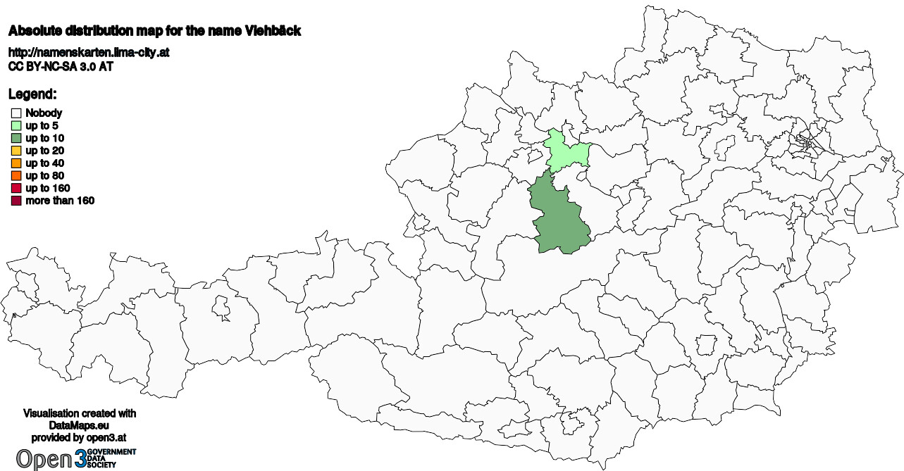 Absolute Distribution maps for surname Viehbäck