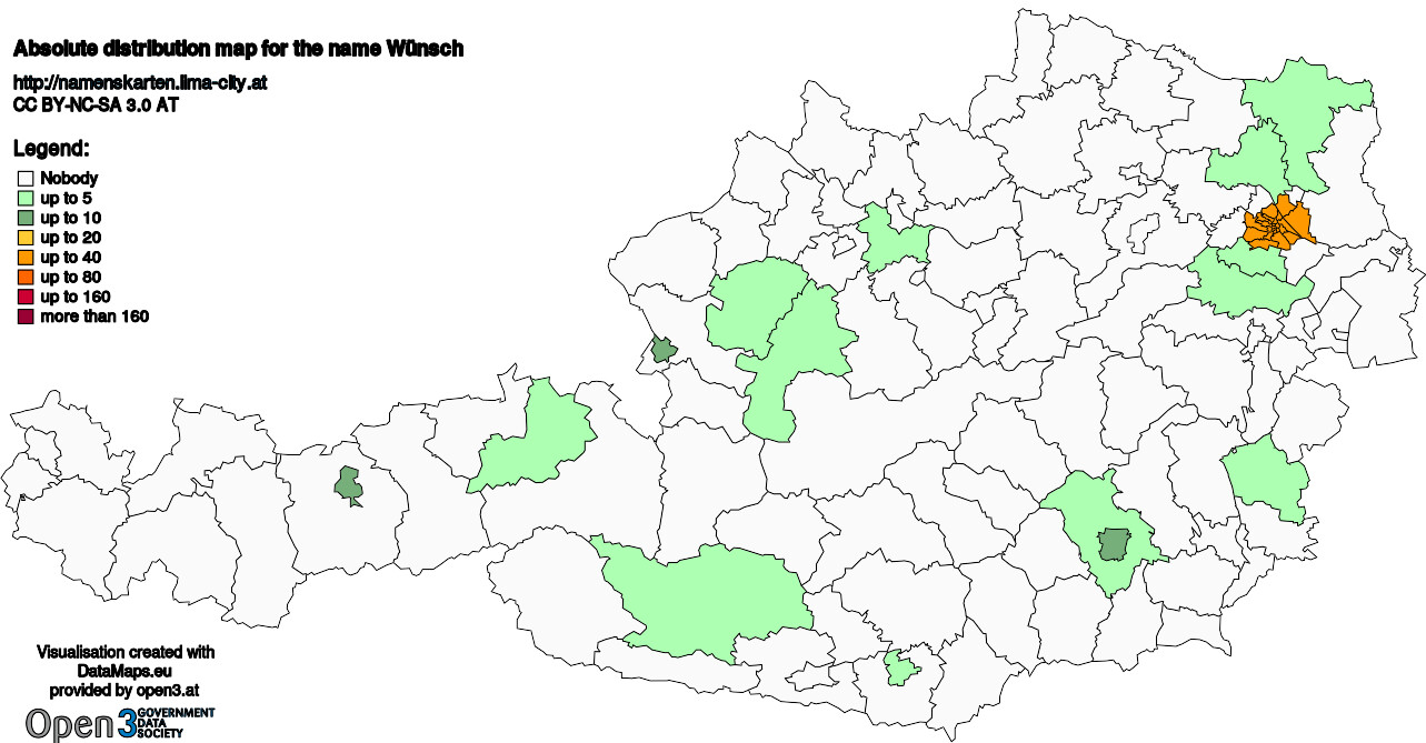 Absolute Distribution maps for surname Wünsch