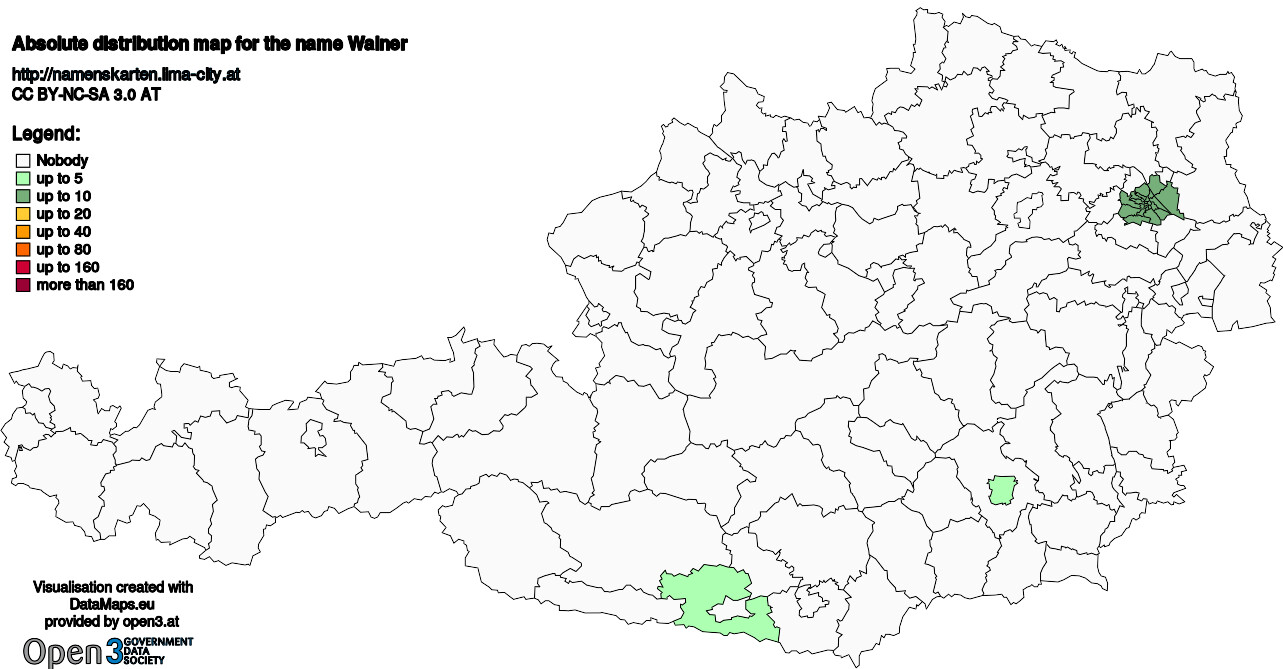 Absolute Distribution maps for surname Walner