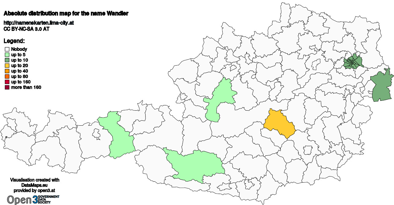 Absolute Distribution maps for surname Wandler