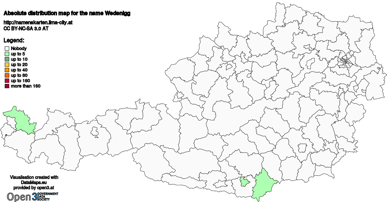 Absolute Distribution maps for surname Wedenigg